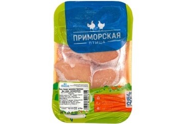 Приморская птица Филе бедра без кожи 1кг подложка Россия